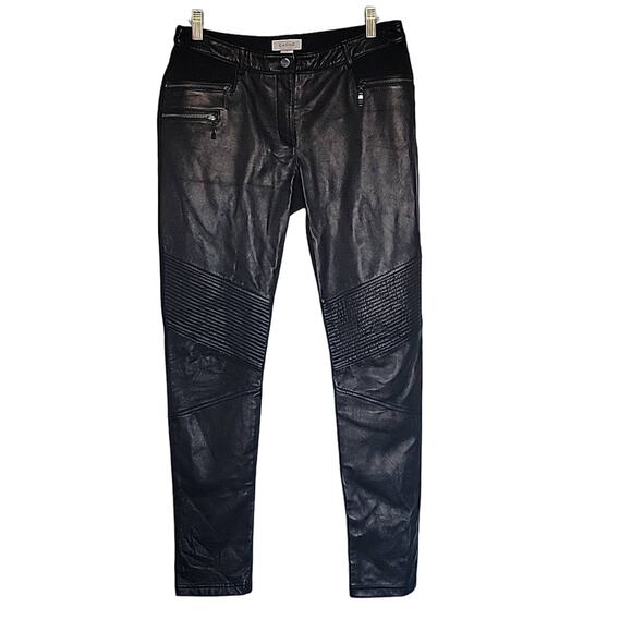 Cache Leather Skinny Moto Biker Jeans, 8 - Picture 1 of 9